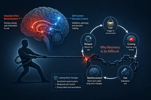 Why is it so difficult to change addictive behaviors and recover from addiction?